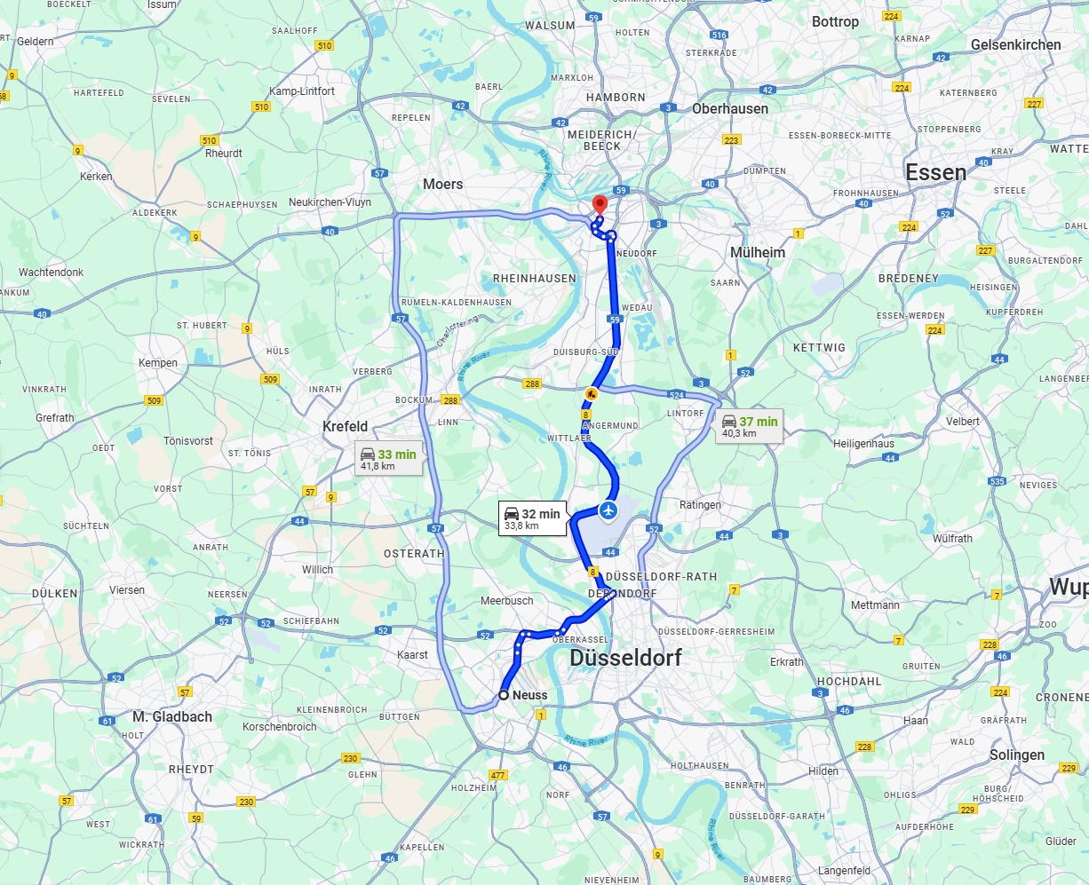 Anreise von Neuss Zu Duisburg Über via B8