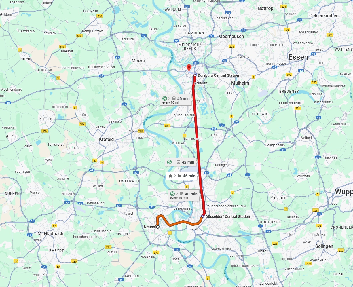 Anreise von Neuss Zu Duisburg Über 