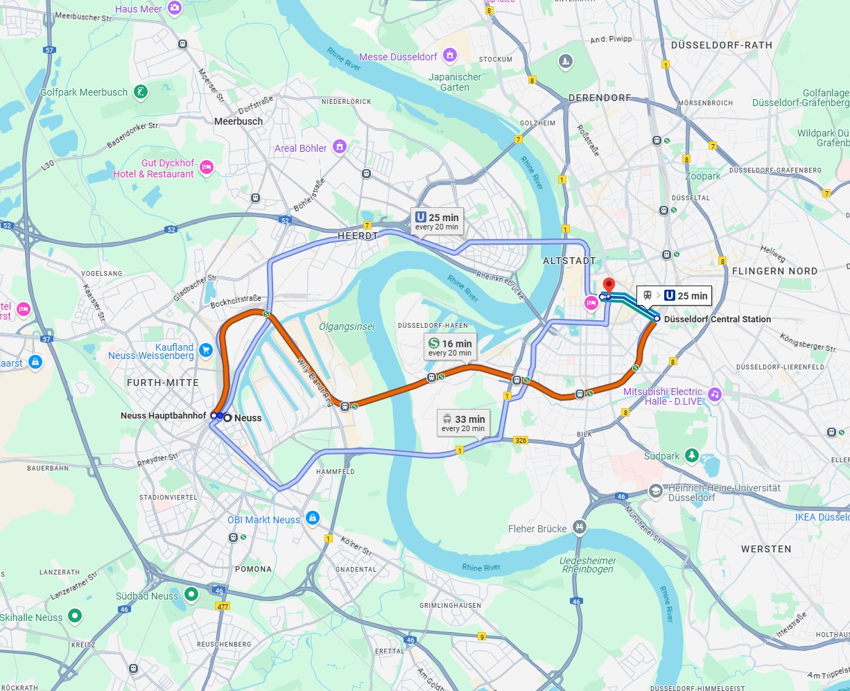 Anreise von Neuss Zu Düsseldorf Über 