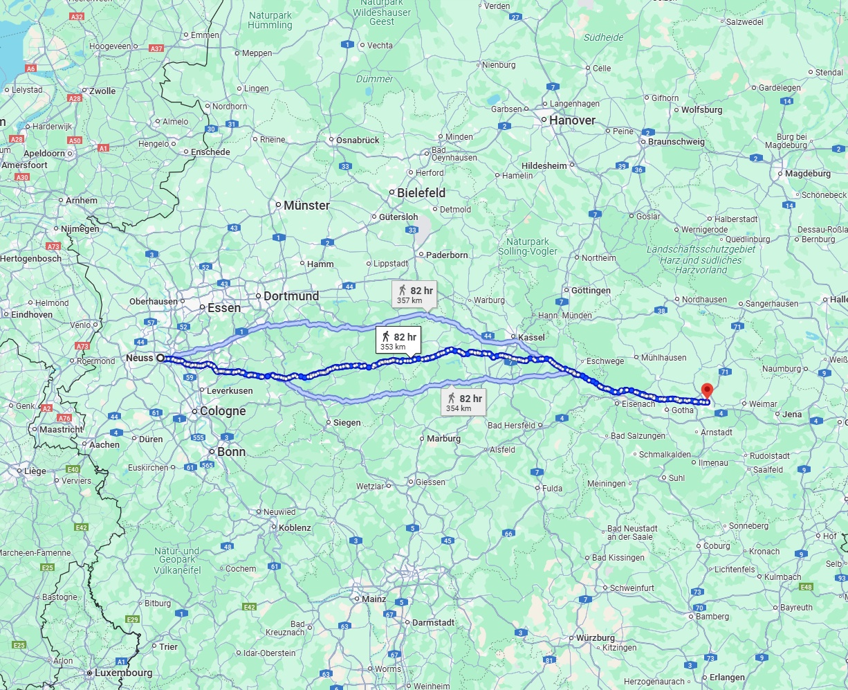 Anreise von Neuss Zu Erfurt Über 