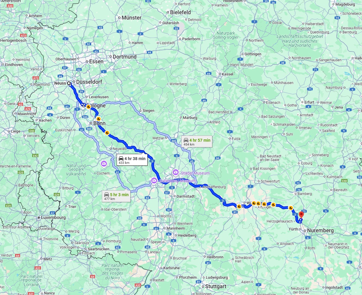 Anreise von Neuss Zu Erlangen Über via A3