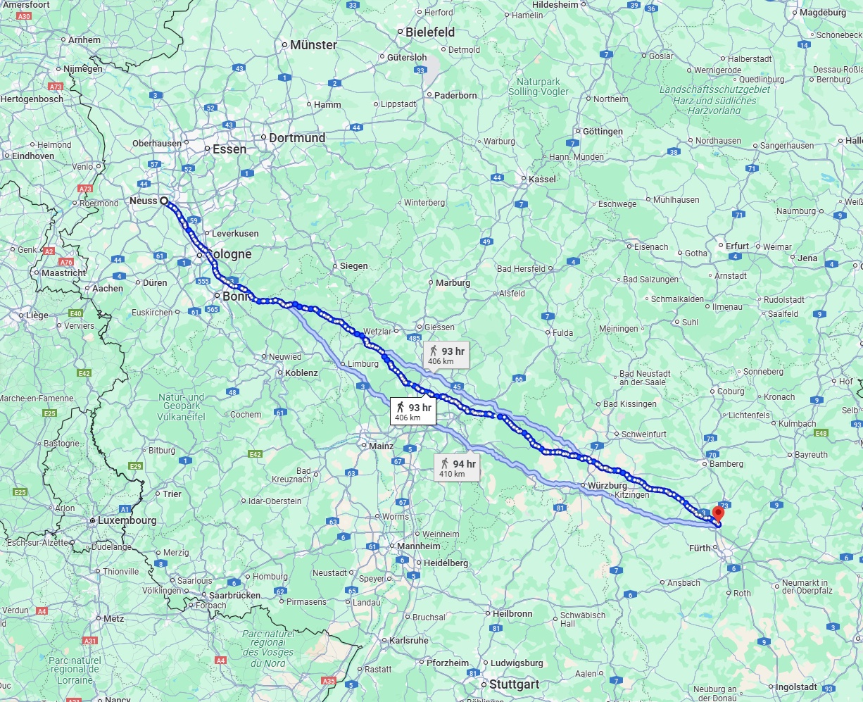 Anreise von Neuss Zu Erlangen Über 