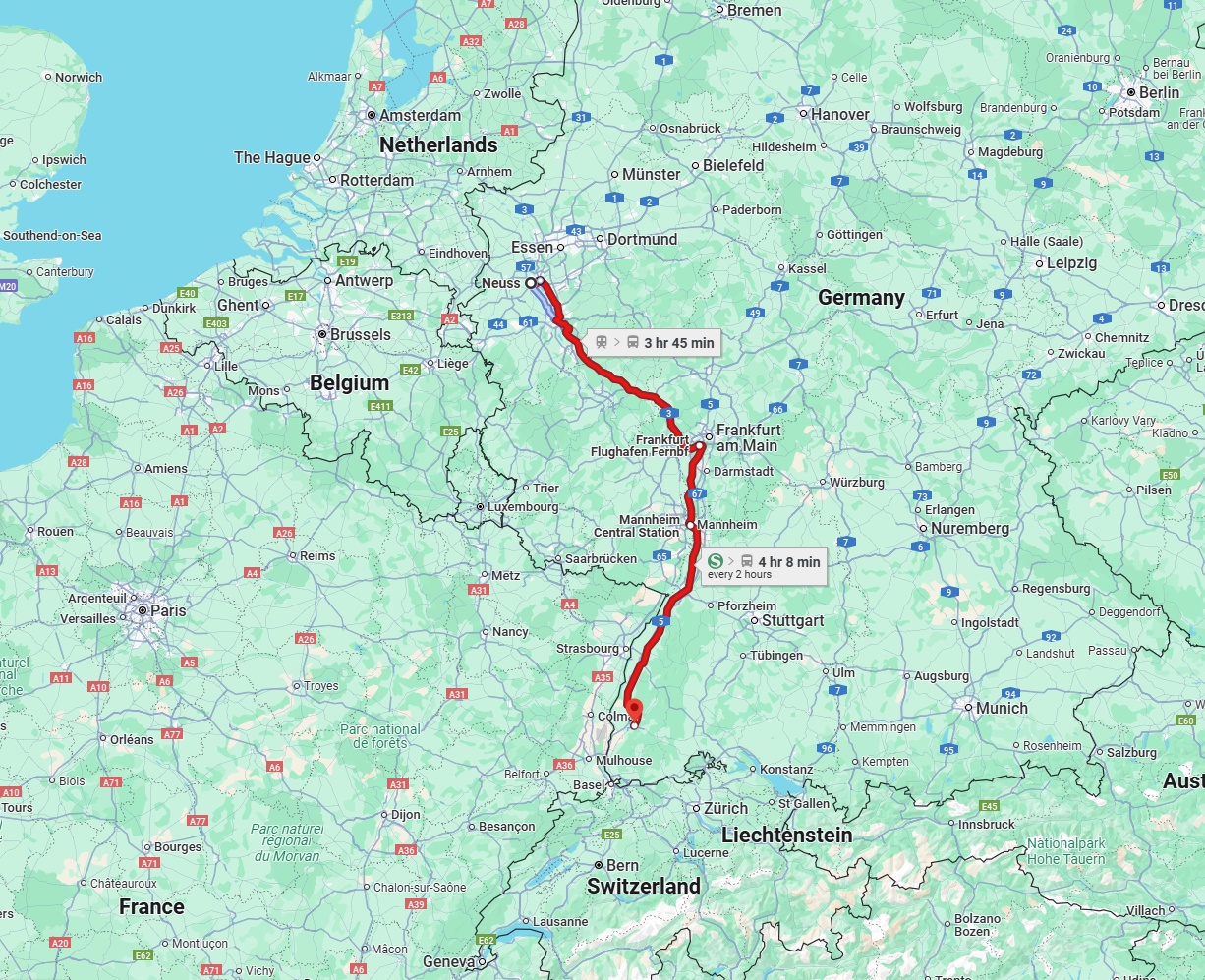 Anreise von Neuss Zu Freiburg im Breisgau Über 