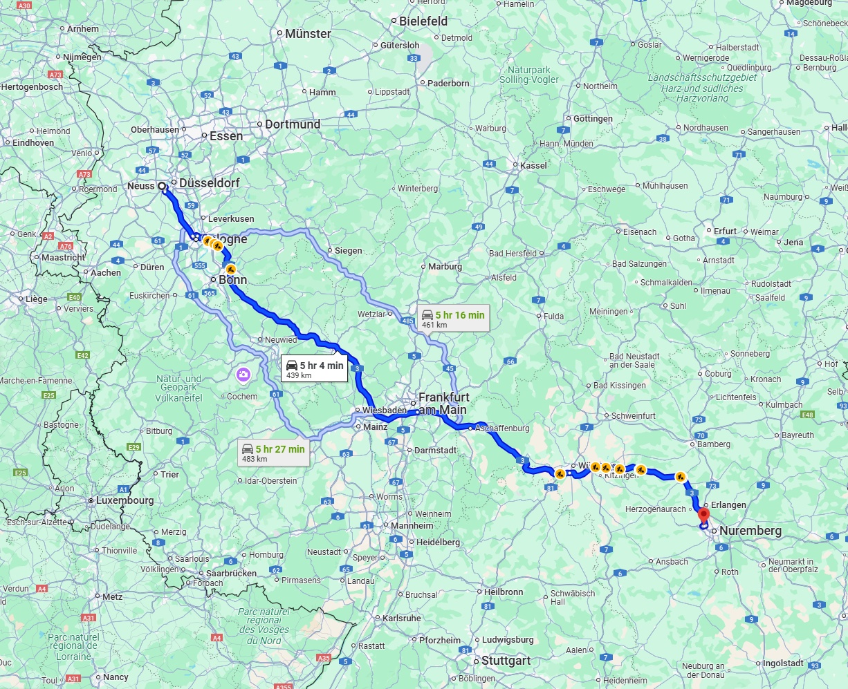 Anreise von Neuss Zu Fürth Über via A3