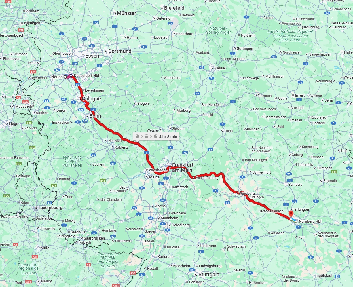 Anreise von Neuss Zu Fürth Über 