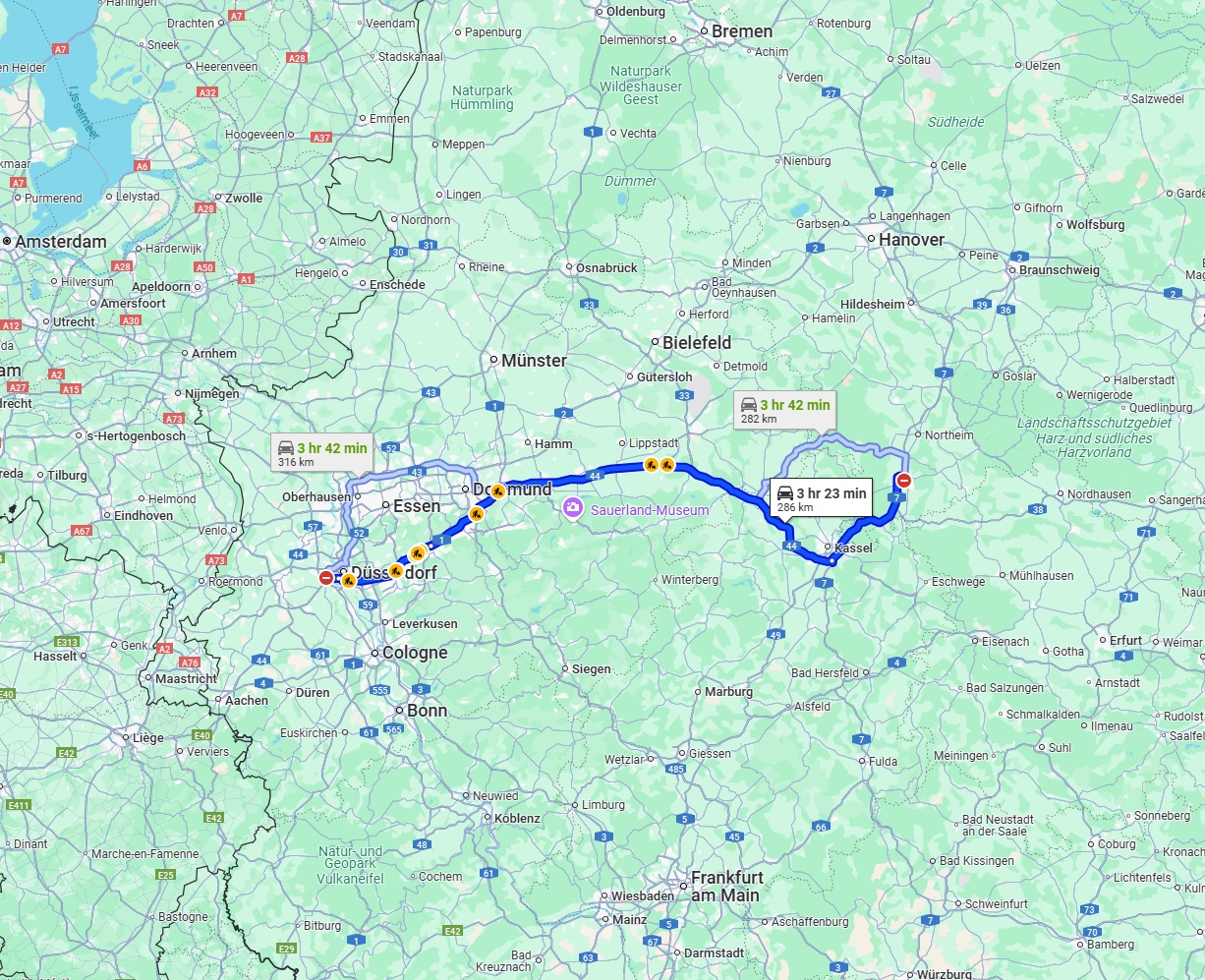 Anreise von Neuss Zu Göttingen Über via A44
