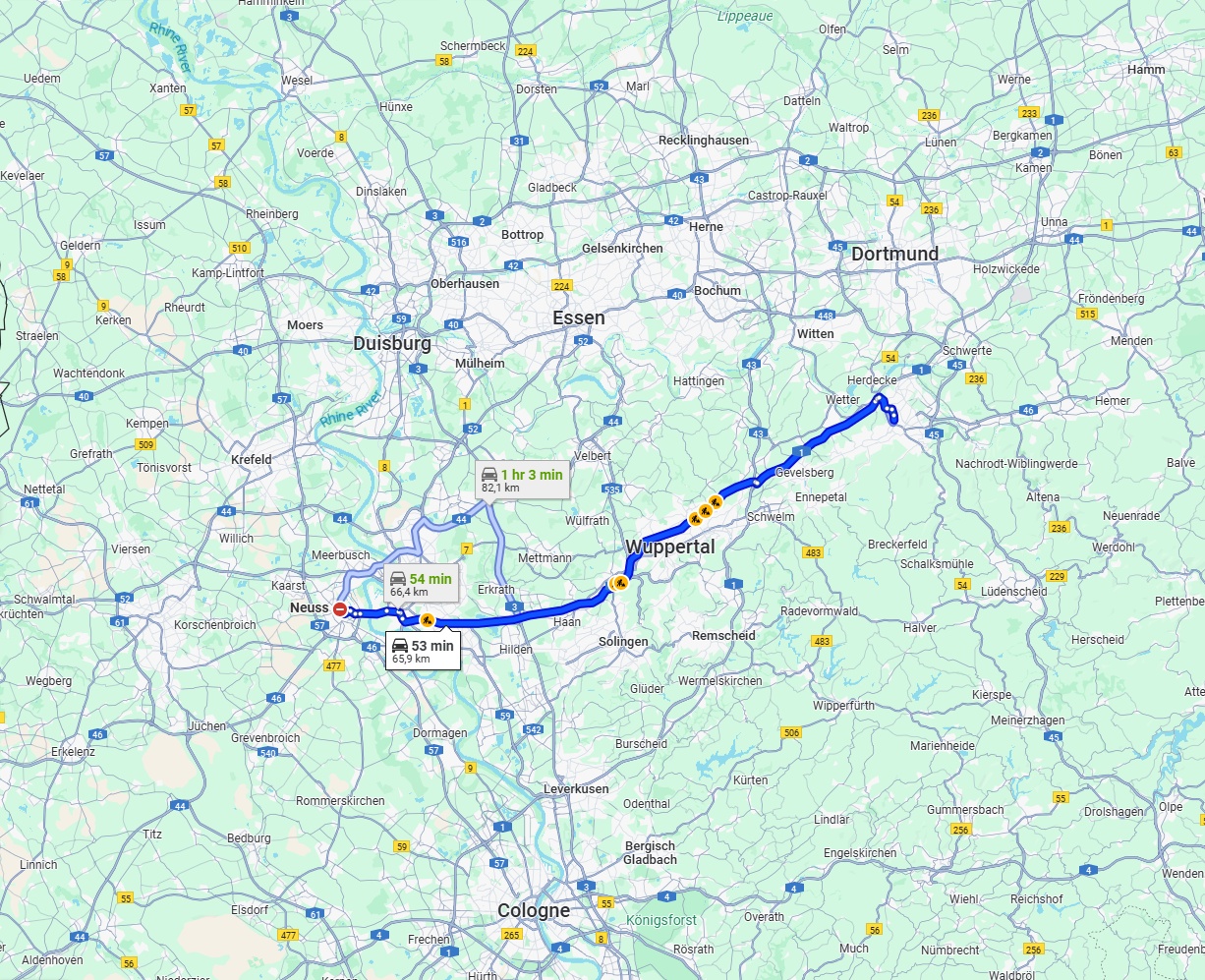 Anreise von Neuss Zu Hagen Über via A46