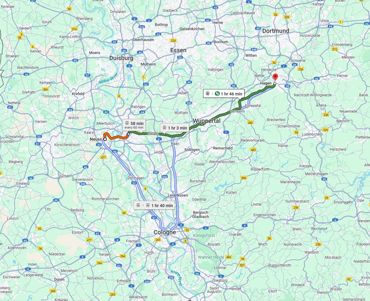 Anreise von Neuss Zu Hagen Über 