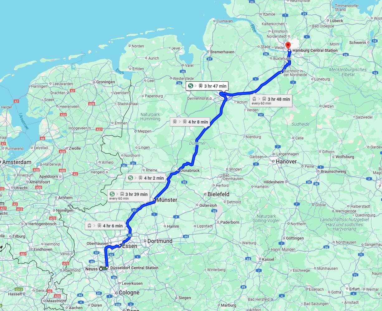 Anreise von Neuss Zu Hamburg Über 