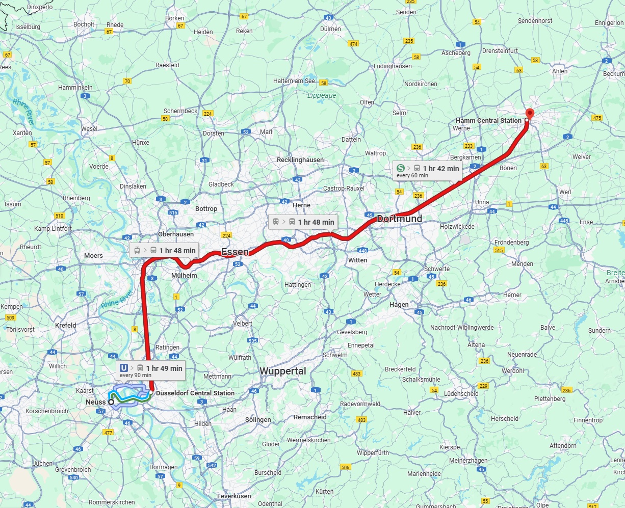 Anreise von Neuss Zu Hamm Über 