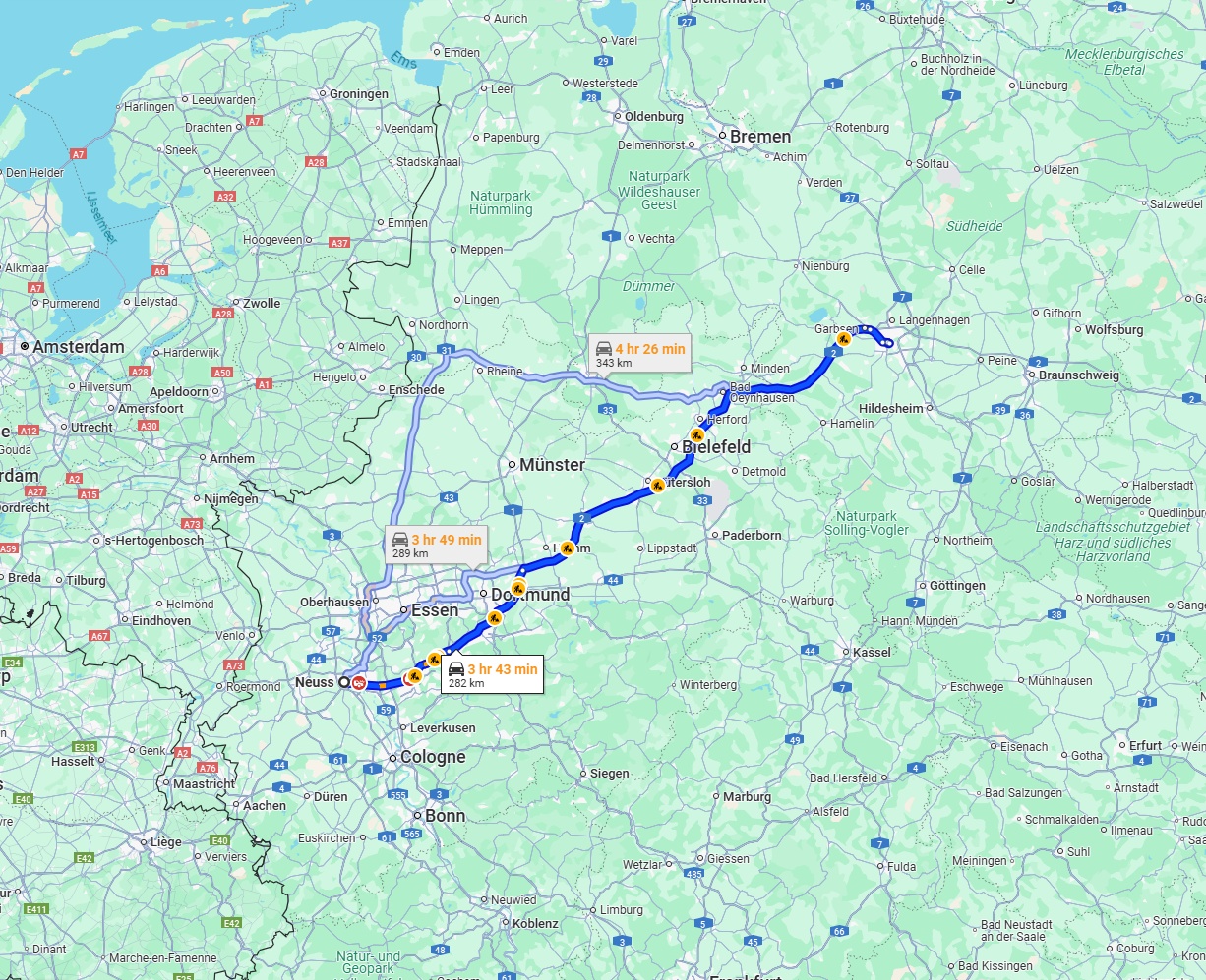 Anreise von Neuss Zu Hannover Über via A2