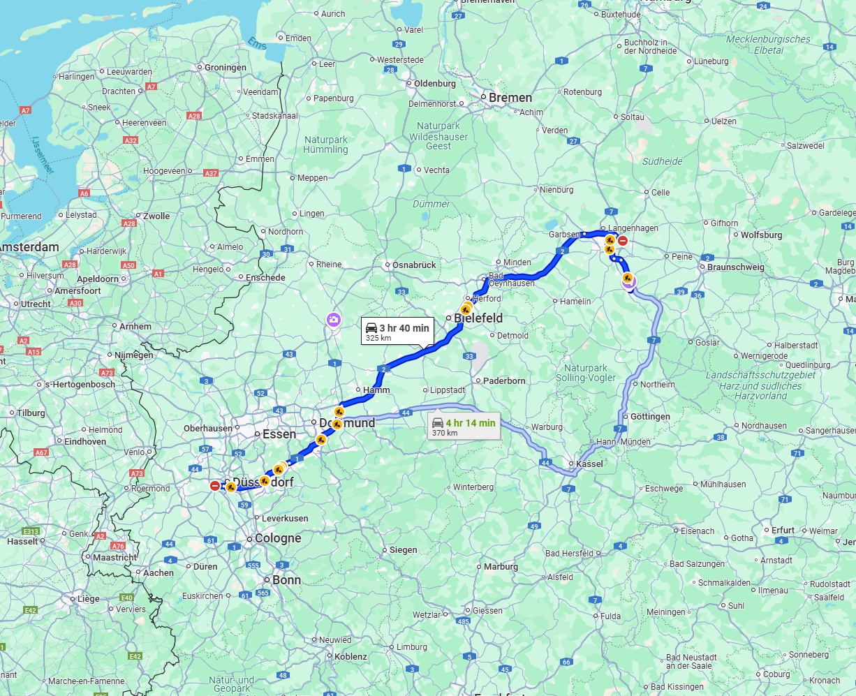 Anreise von Neuss Zu Hildesheim Über via A2