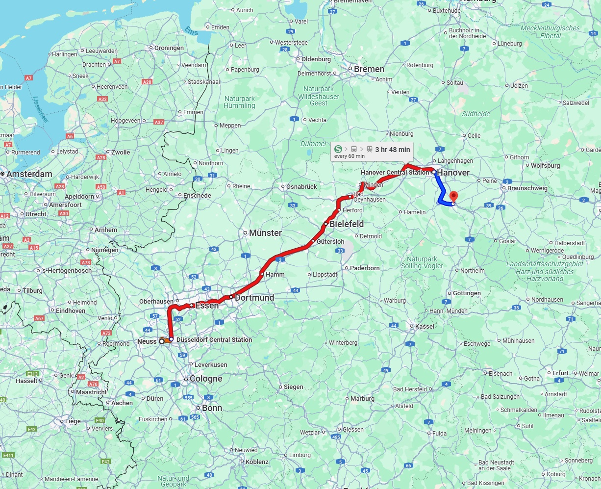 Anreise von Neuss Zu Hildesheim Über 