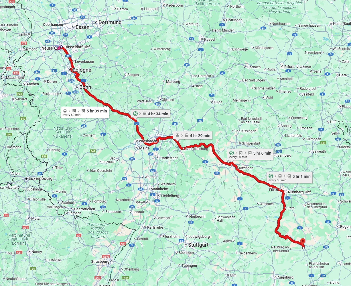 Anreise von Neuss Zu Ingolstadt Über 