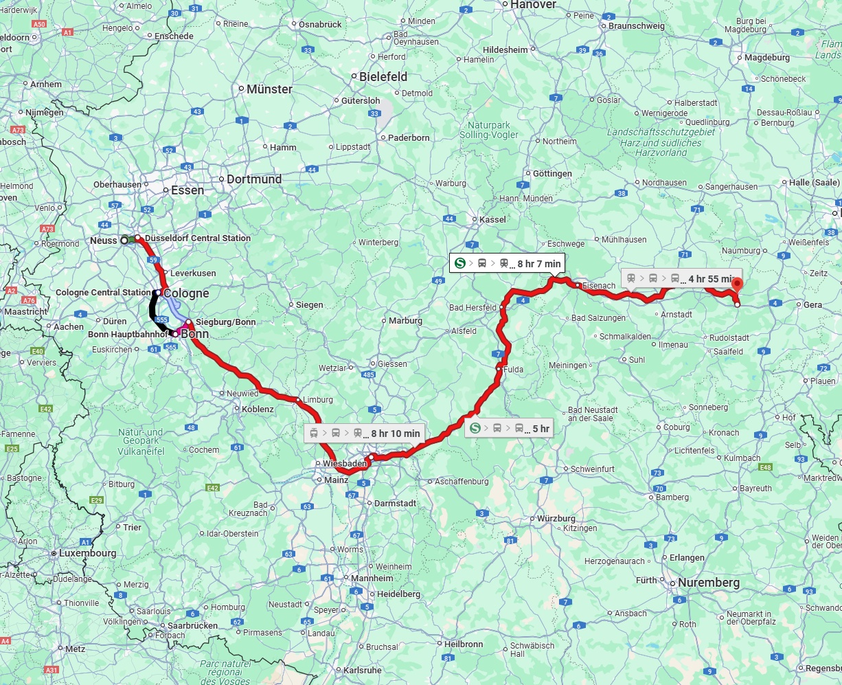 Anreise von Neuss Zu Jena Über 