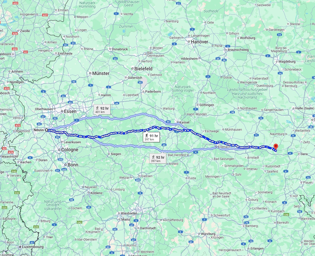 Anreise von Neuss Zu Jena Über 