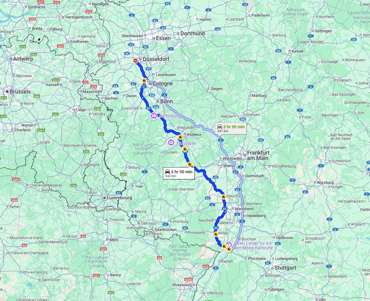 Anreise von Neuss Zu Karlsruhe Über via A61