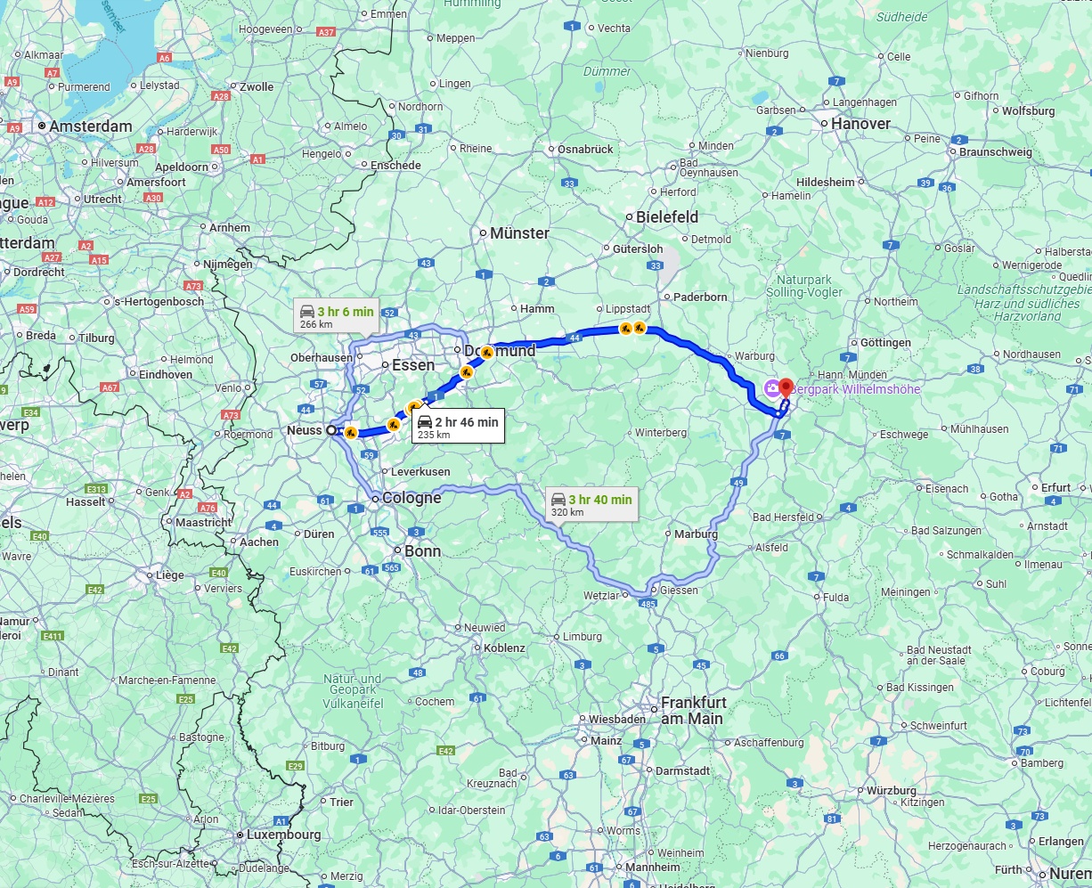 Anreise von Neuss Zu Kassel Über via A44