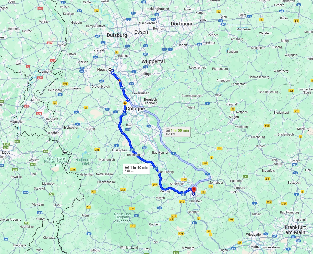 Anreise von Neuss Zu Koblenz Über via A61