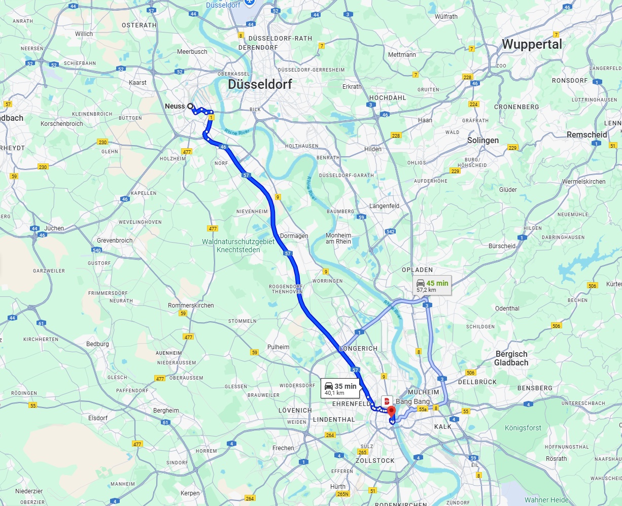 Anreise von Neuss Zu Köln Über via A57
