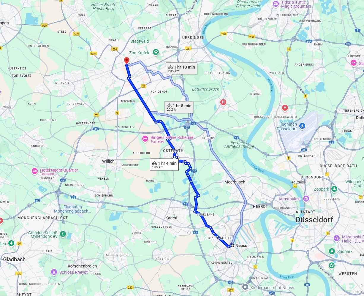 Anreise von Neuss Zu Krefeld Über 
