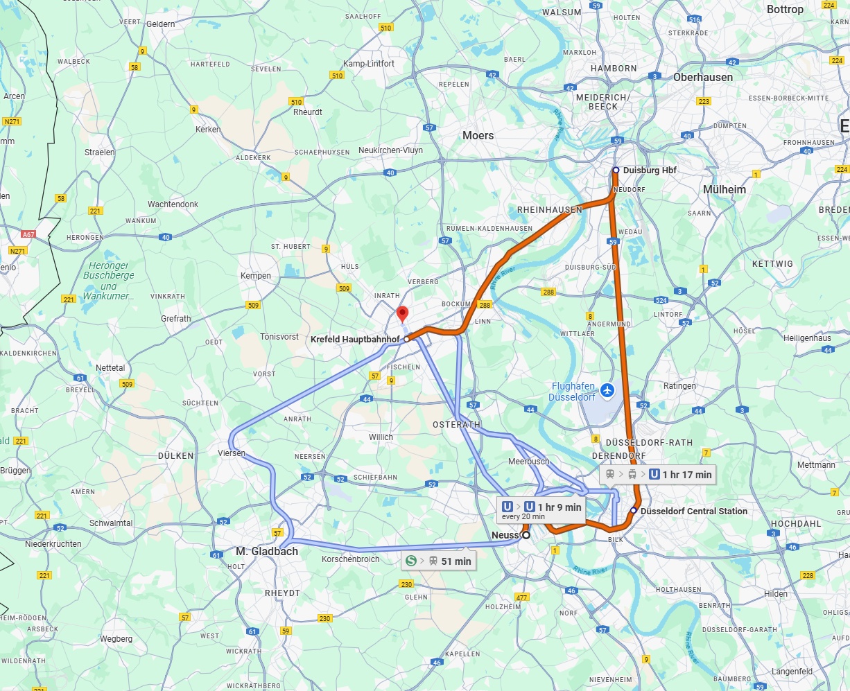 Anreise von Neuss Zu Krefeld Über 