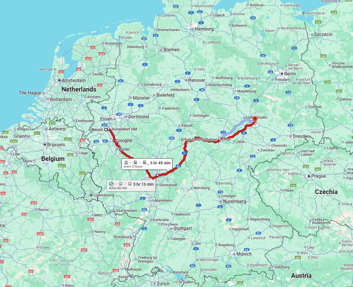 Anreise von Neuss Zu Leipzig Über 