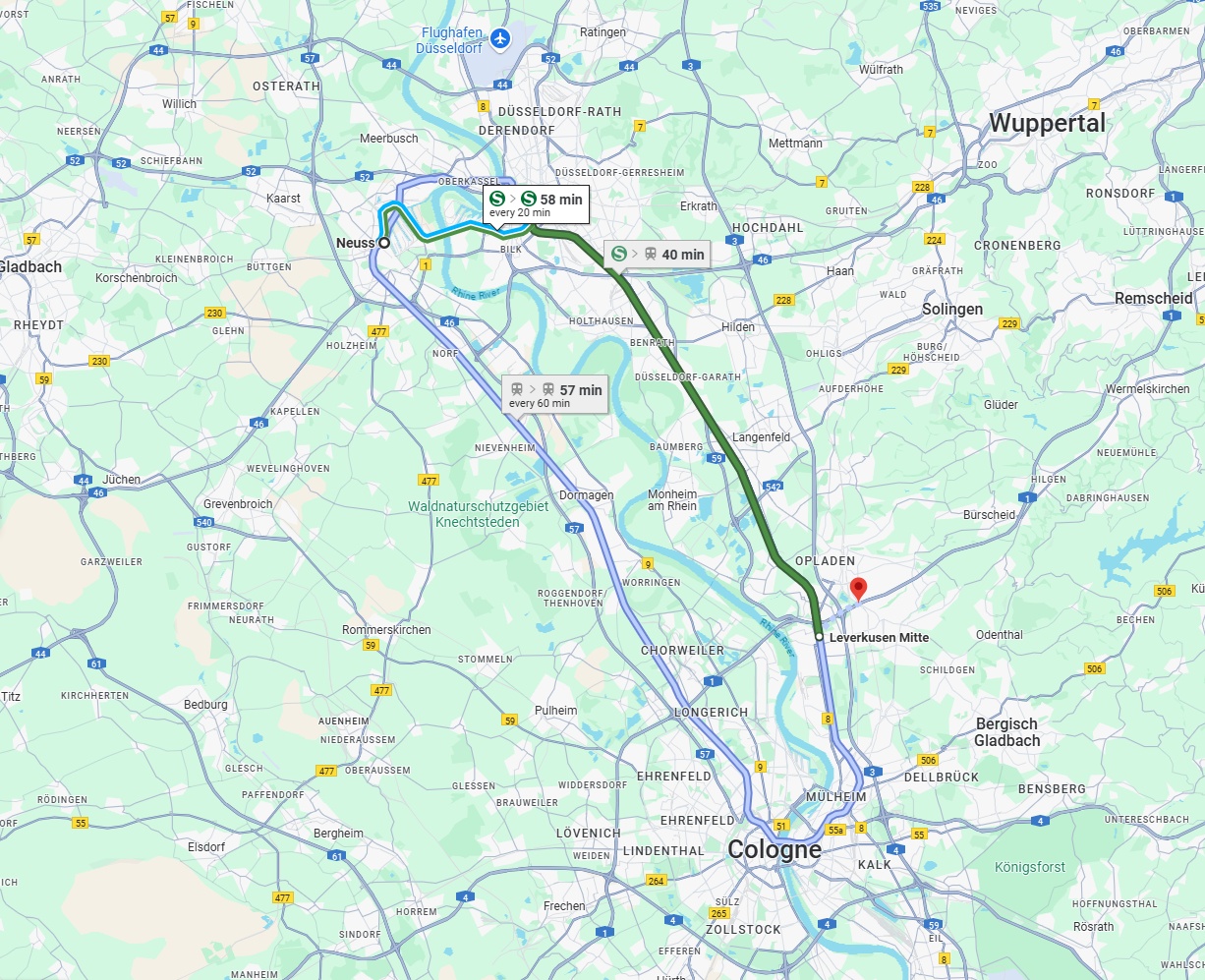 Anreise von Neuss Zu Leverkusen Über 