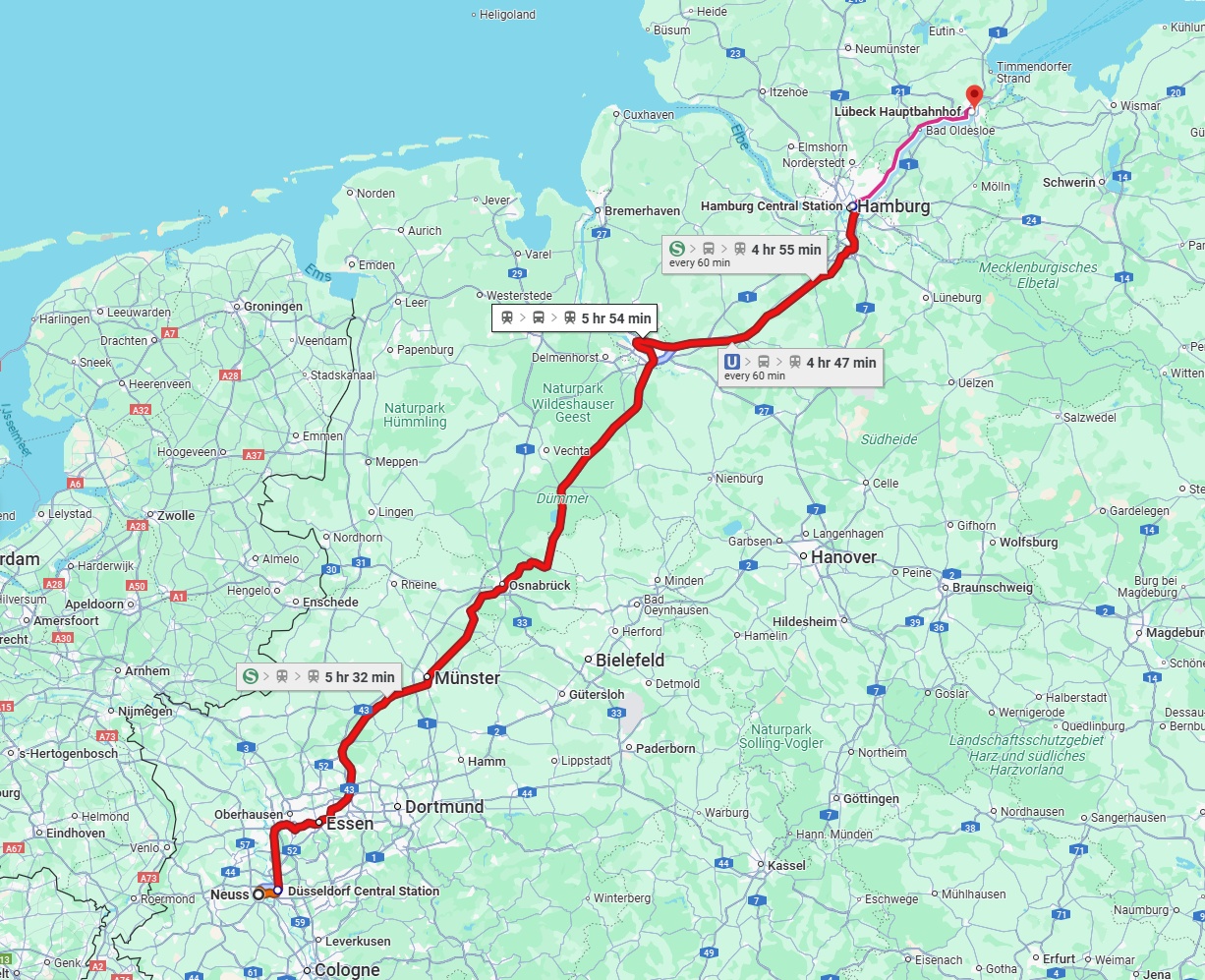 Anreise von Neuss Zu Lübeck Über 
