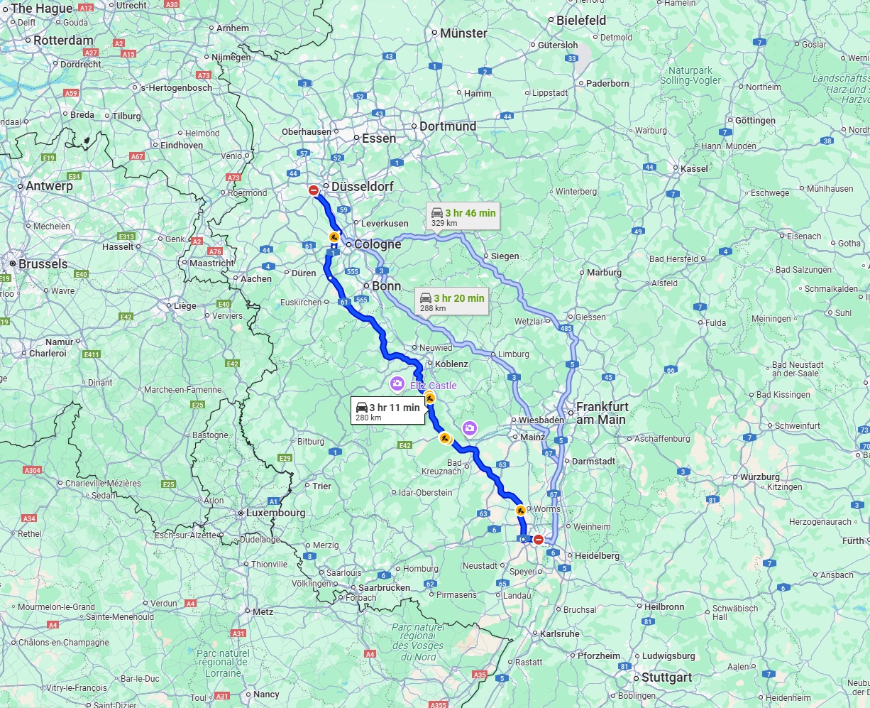 Anreise von Neuss Zu Ludwigshafen am Rhein Über via A61
