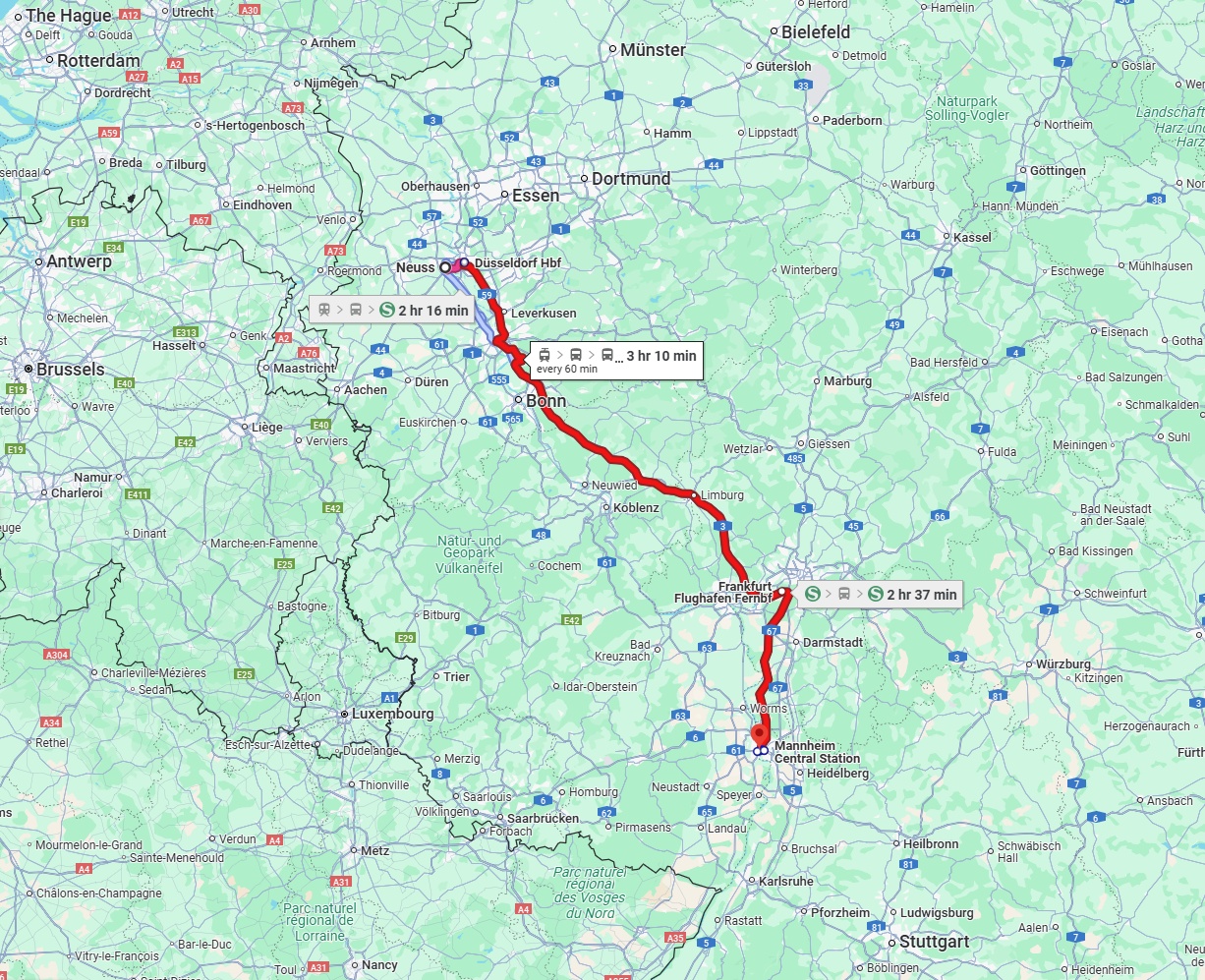 Anreise von Neuss Zu Ludwigshafen am Rhein Über 
