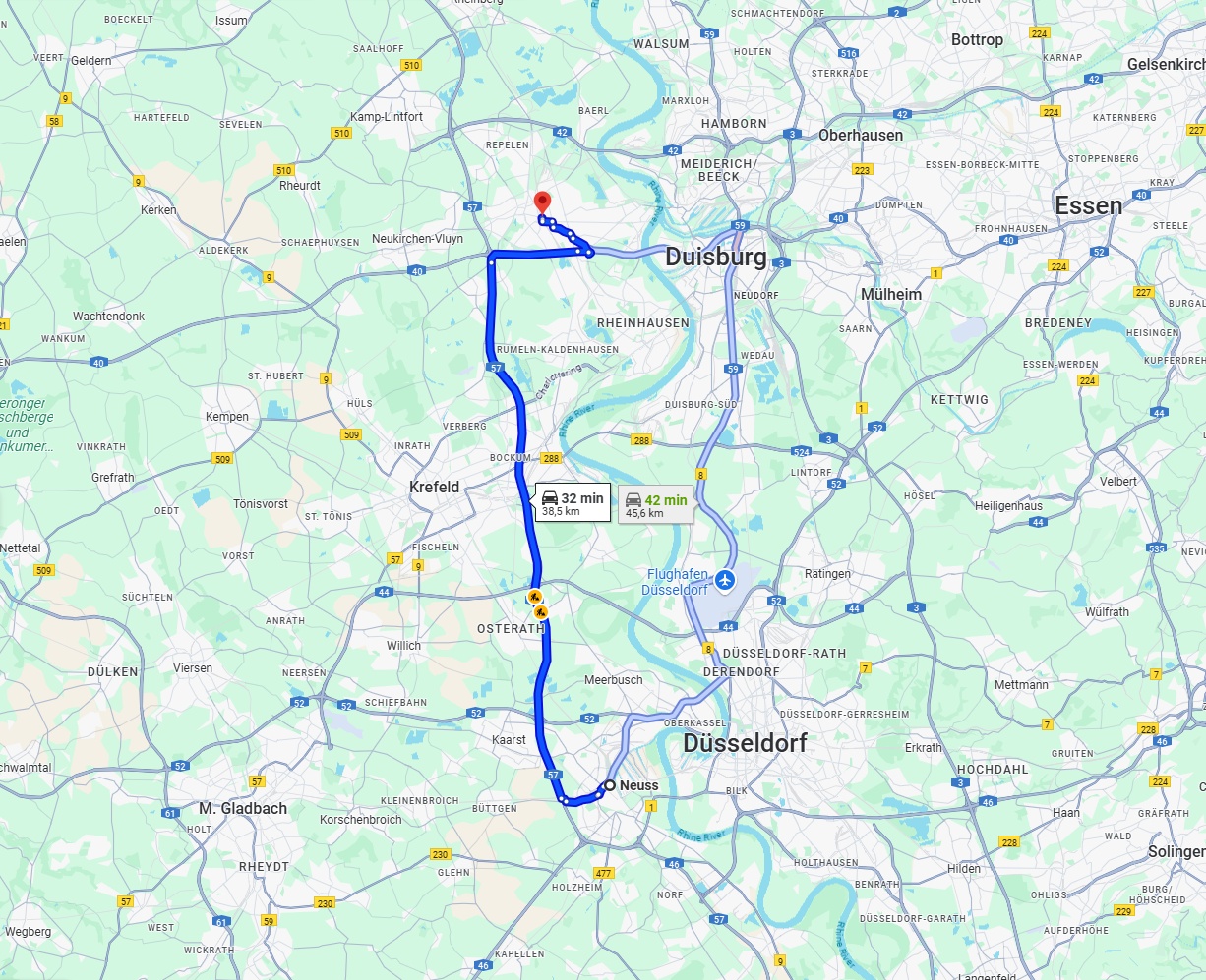 Anreise von Neuss Zu Moers Über via A57