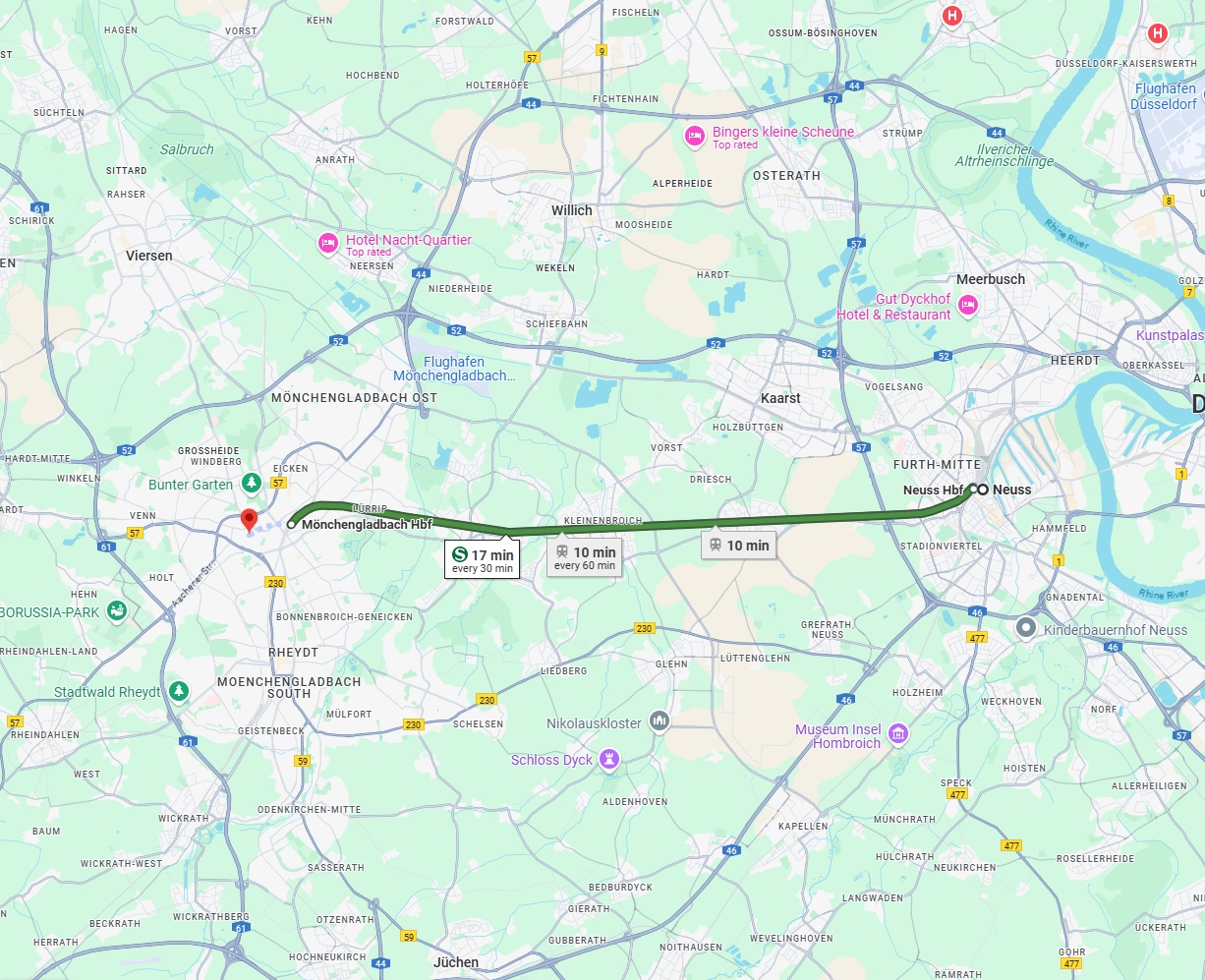 Anreise von Neuss Zu Mönchengladbach Über 