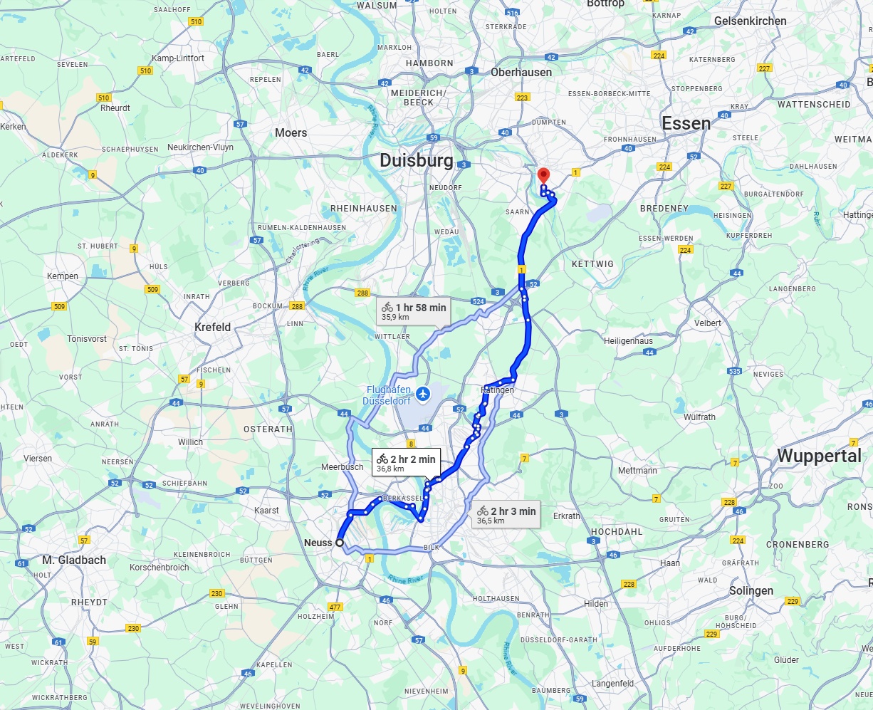 Anreise von Neuss Zu Mülheim an der Ruhr Über 