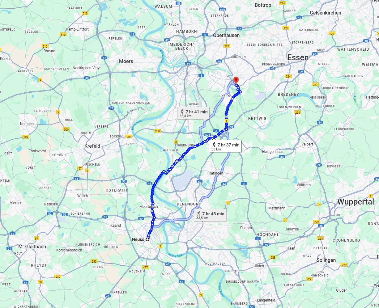 Anreise von Neuss Zu Mülheim an der Ruhr Über 
