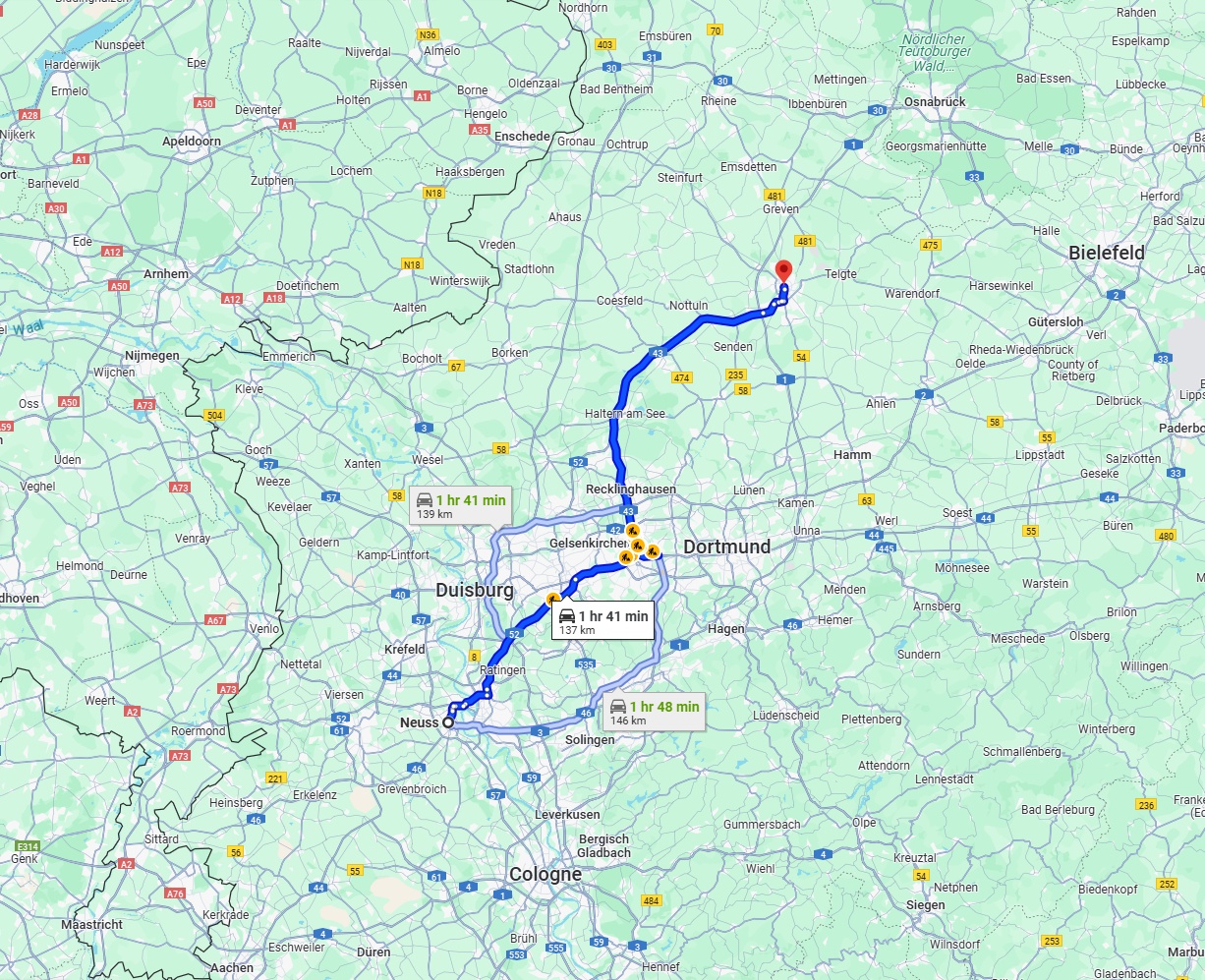 Anreise von Neuss Zu Münster Über via A43