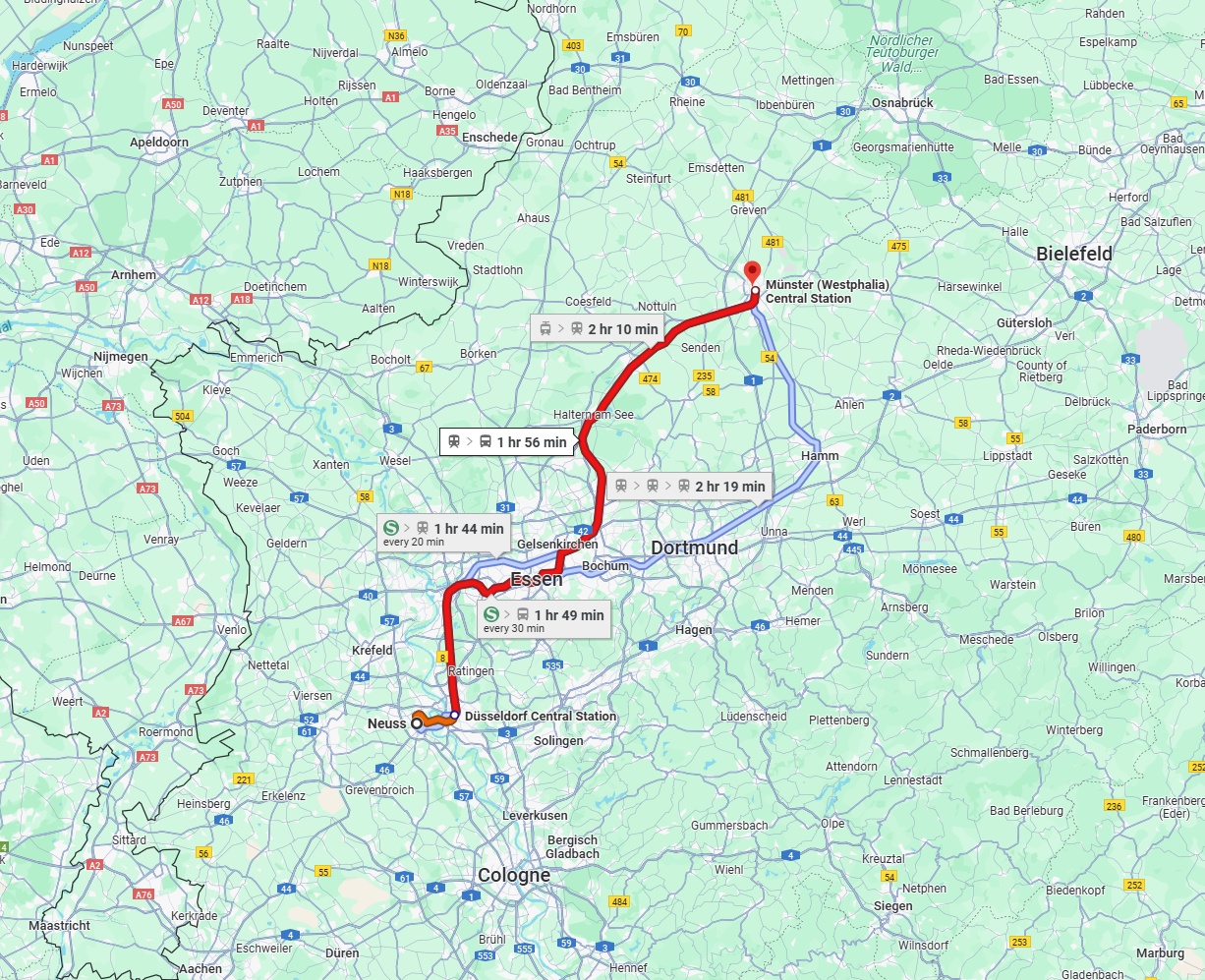 Anreise von Neuss Zu Münster Über 