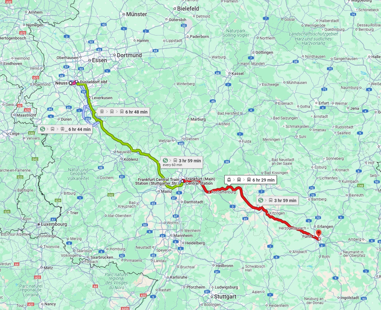 Anreise von Neuss Zu Nürnberg Über 