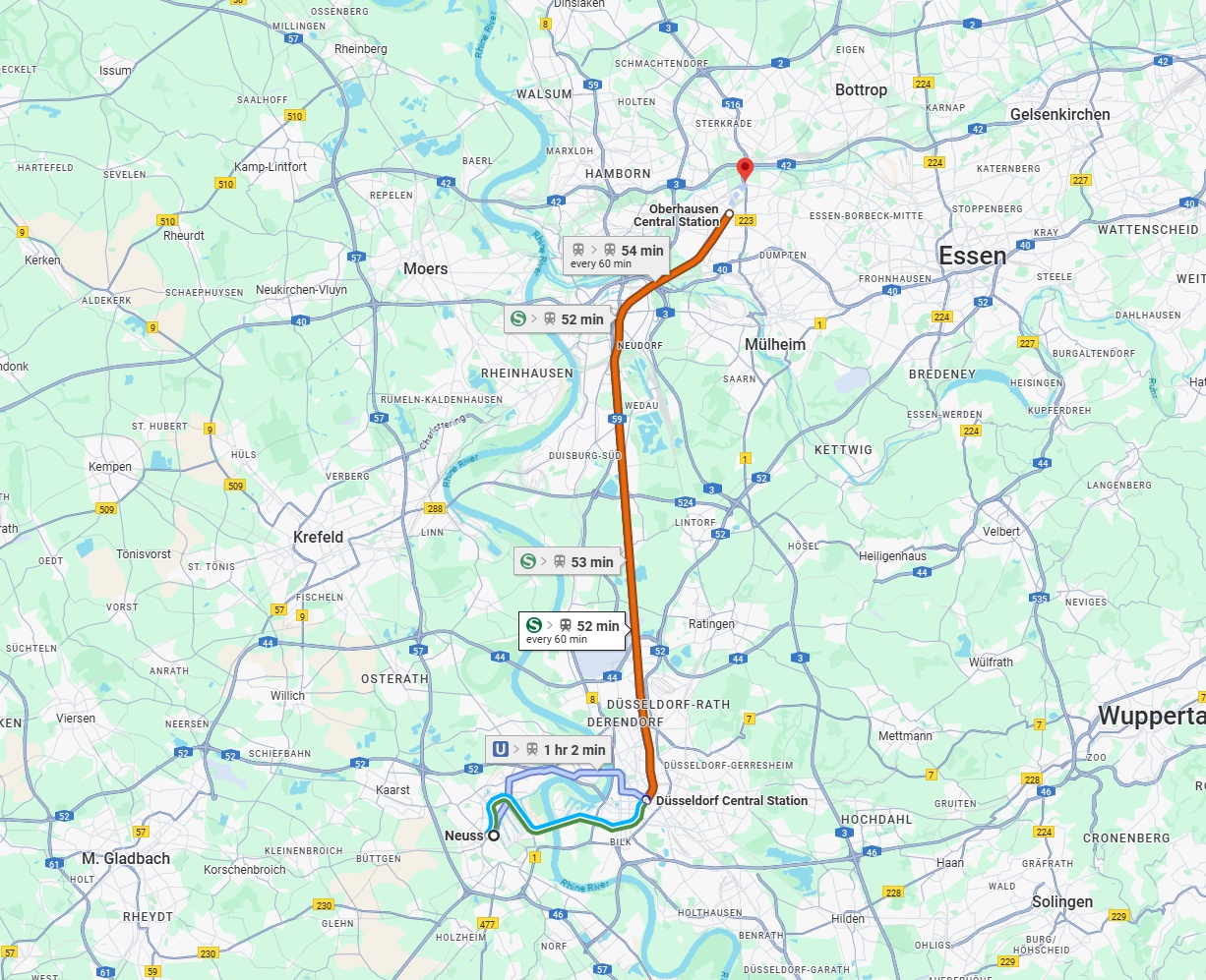 Anreise von Neuss Zu Oberhausen Über 