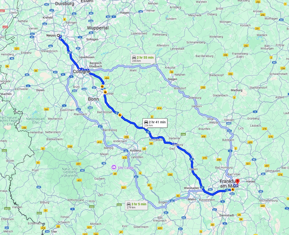 Anreise von Neuss Zu Offenbach am Main Über via A3