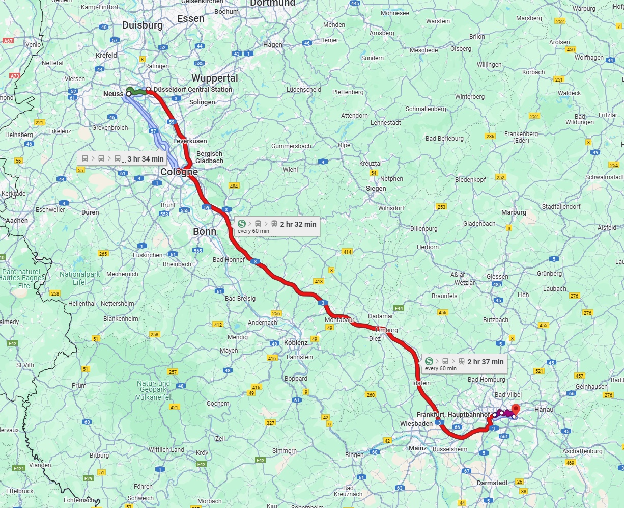 Anreise von Neuss Zu Offenbach am Main Über 