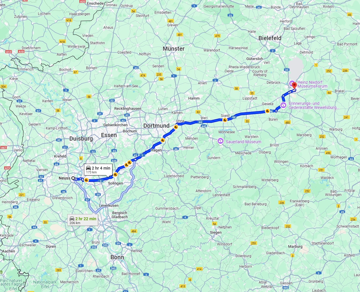 Anreise von Neuss Zu Paderborn Über via A44