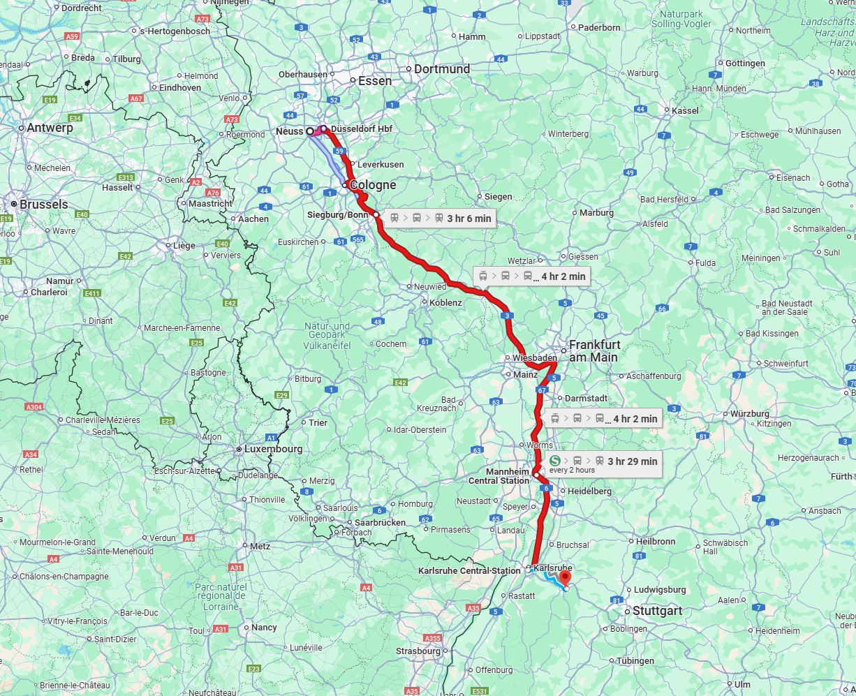 Anreise von Neuss Zu Pforzheim Über 