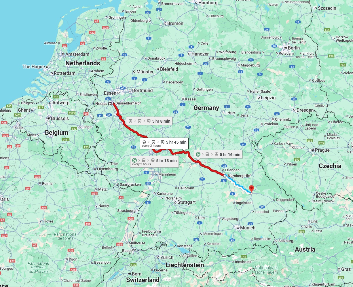Anreise von Neuss Zu Regensburg Über 