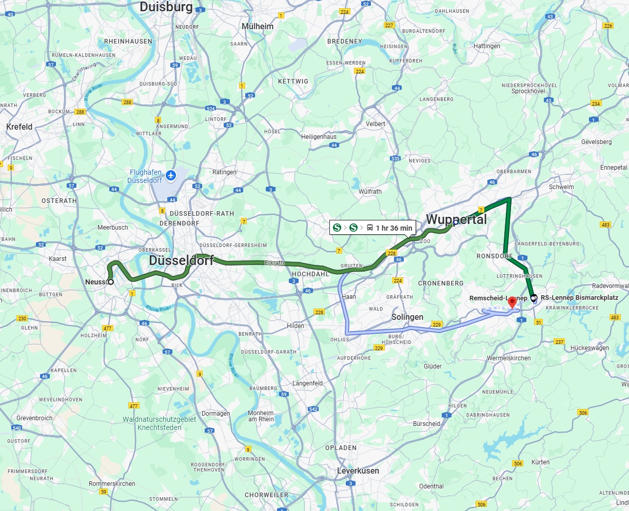 Anreise von Neuss Zu Remscheid Über 