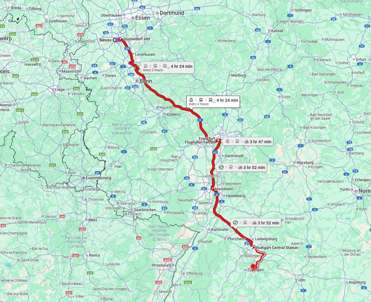 Anreise von Neuss Zu Reutlingen Über 