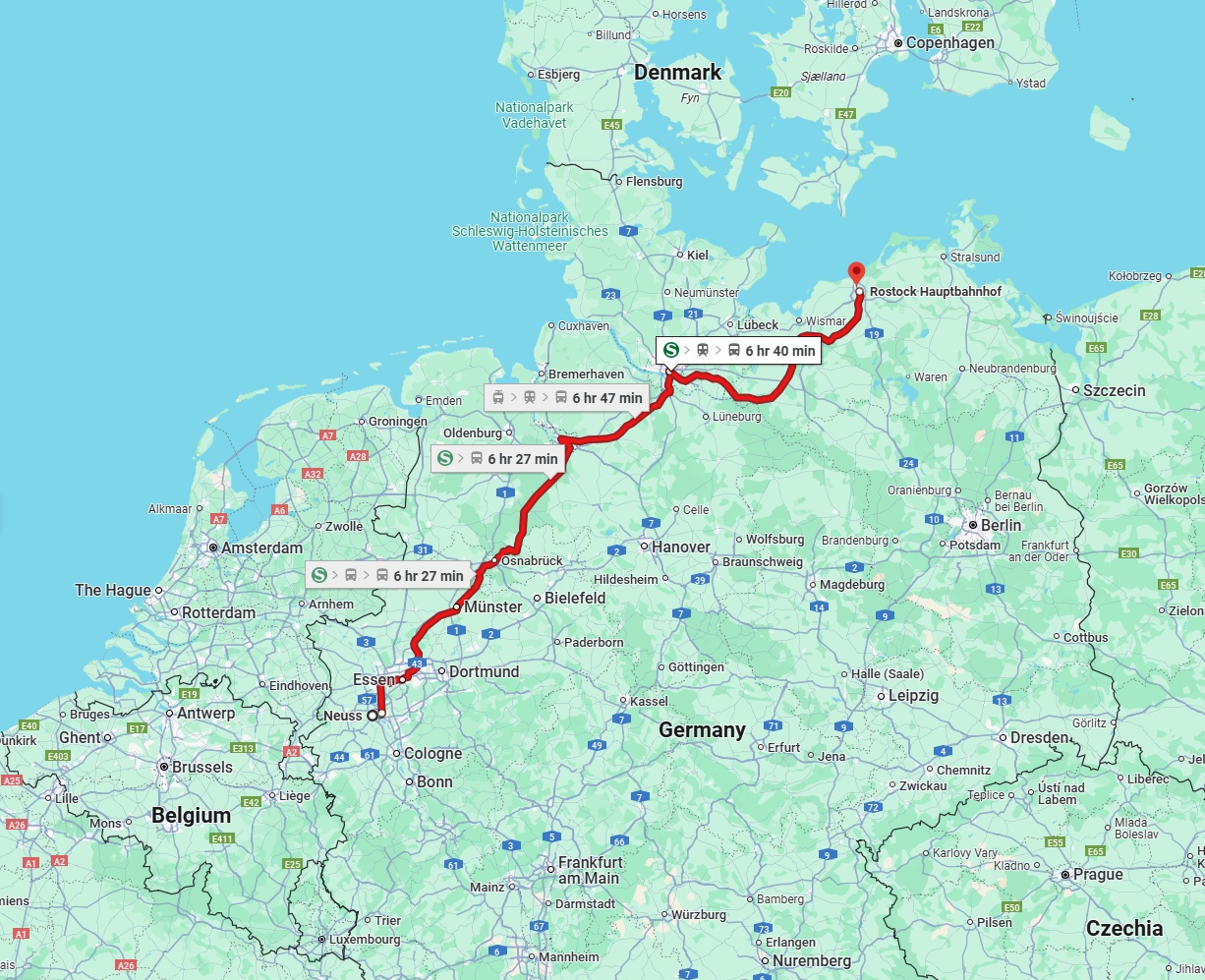 Anreise von Neuss Zu Rostock Über 