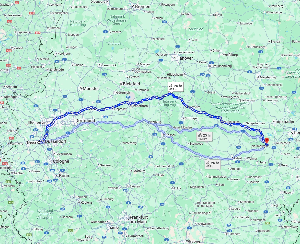 Anreise von Neuss Zu Saale Über 