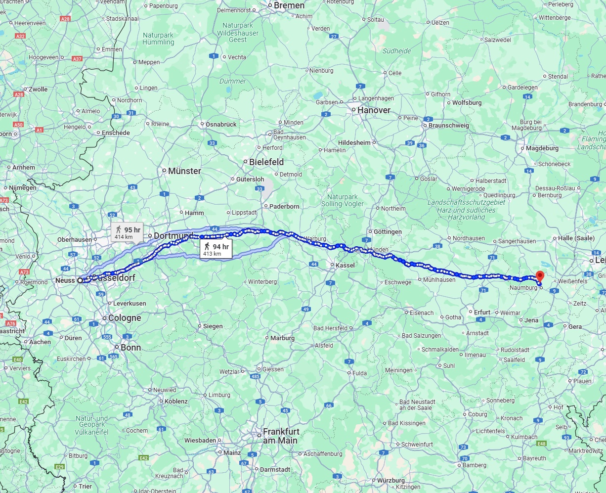 Anreise von Neuss Zu Saale Über 