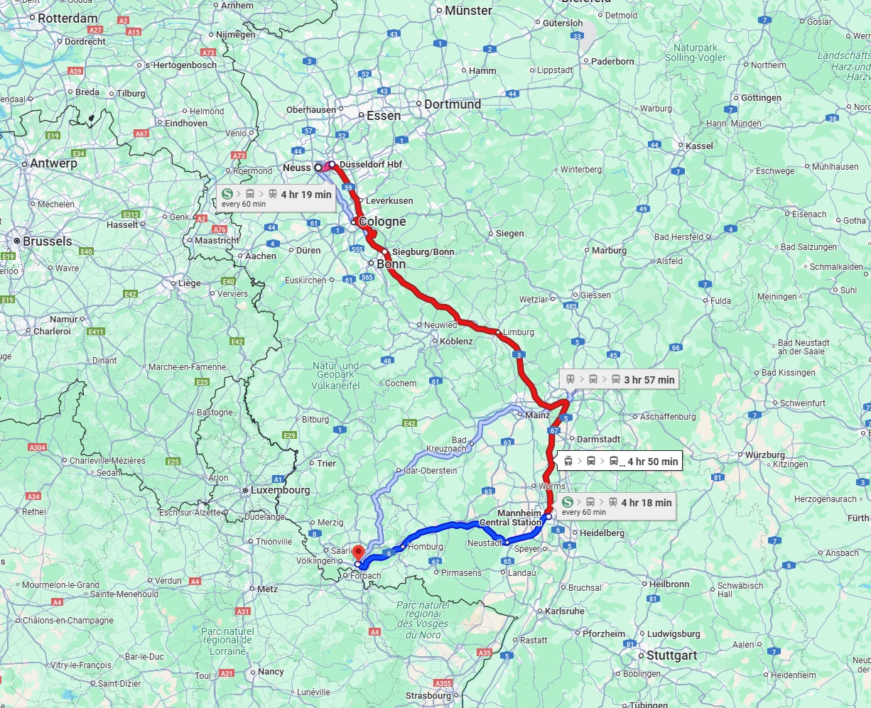 Anreise von Neuss Zu Saarbrücken Über 